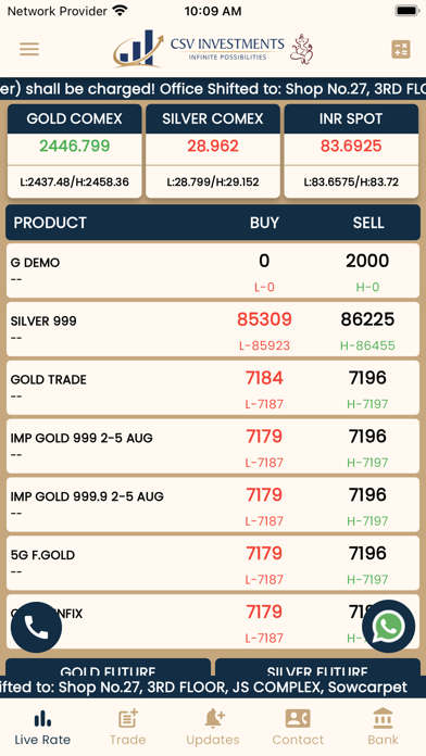 Ảnh chụp màn hình của CSV BULLION
