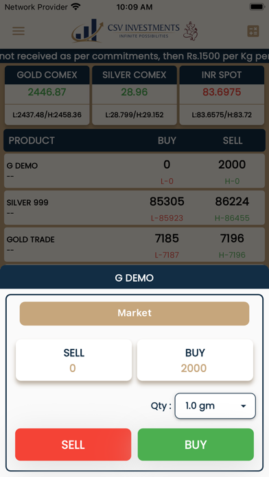Ảnh chụp màn hình của CSV BULLION