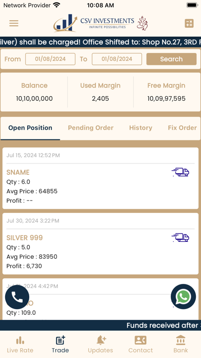 Ảnh chụp màn hình của CSV BULLION