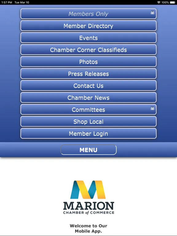 Tangkapan layar Marion Area Chamber App iPad 