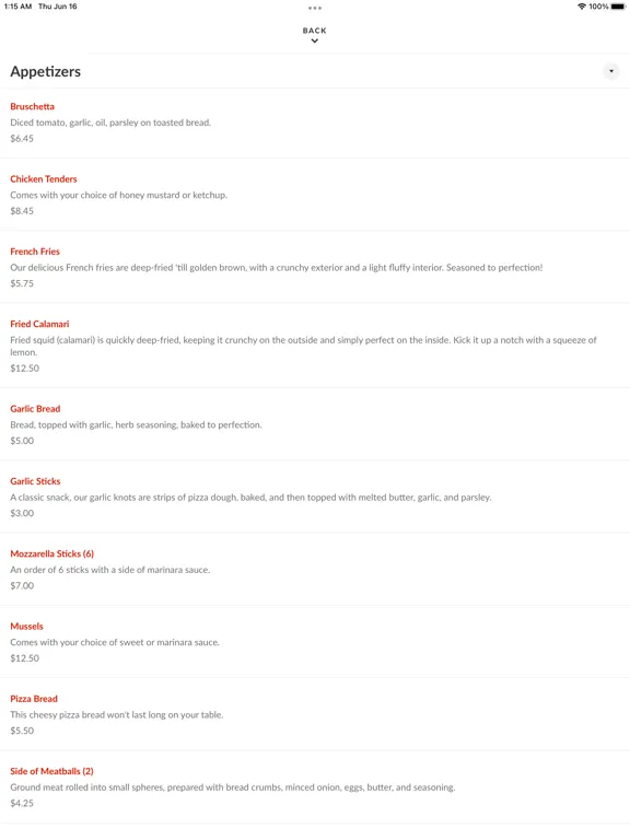 تصاویر Angelos Pizza Hillsborough iPad 