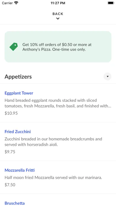 Tangkapan layar Anthony's Pizza FL