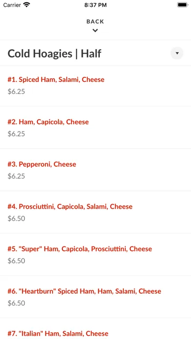 Capturas de tela do Bogie's Hoagies