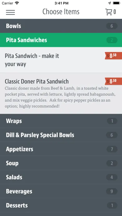 Capturas de pantalla de Dill & Parsley ChowNow