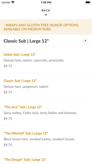 Capturas de tela do Giant Subs & Deli
