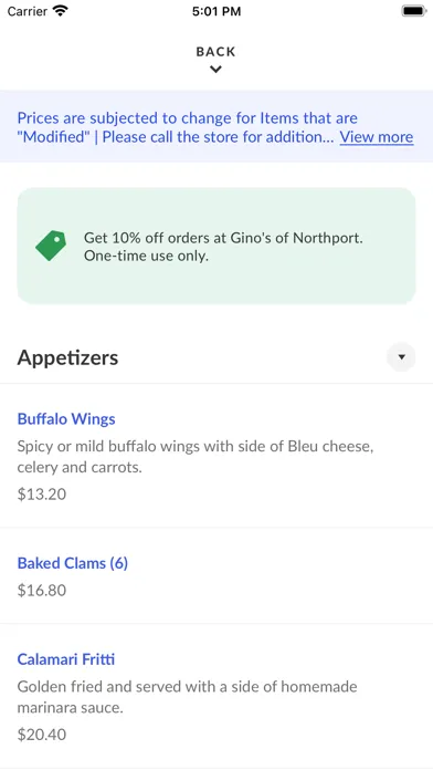 Capturas de tela do Gino's of Northport