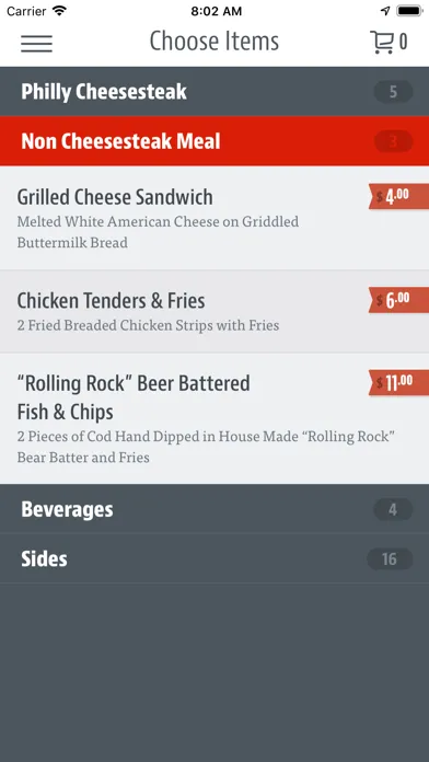 Capturas de tela do Jersey Joe's Cheesesteak