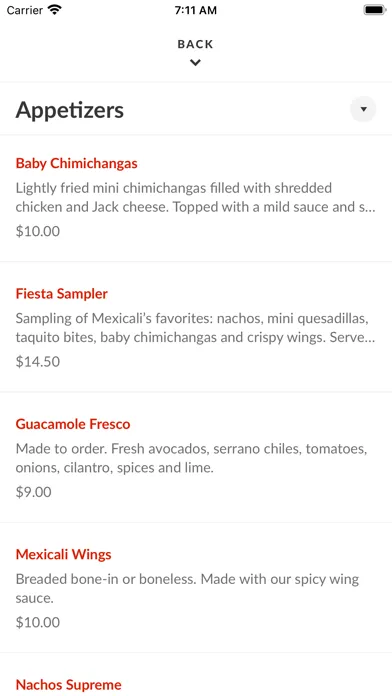 Captures d'écran de Mexicali Cantina Grill