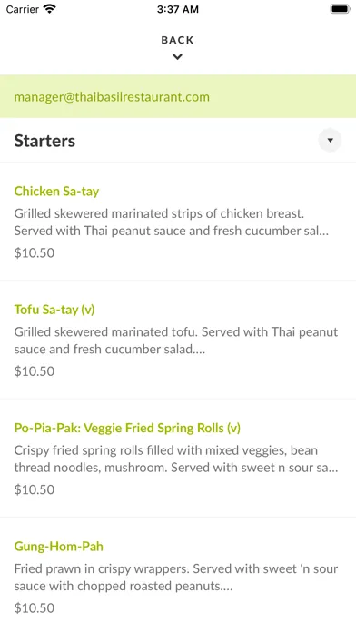 Screenshot di Thai Basil