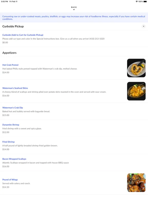 Zrzuty ekranu Waterman's Seafood iPad 