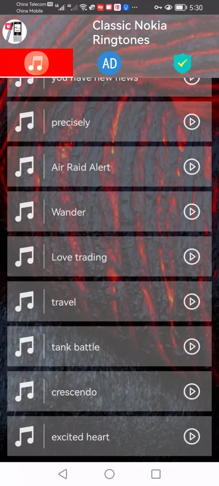 Tangkapan skrin classic nokia ringtones