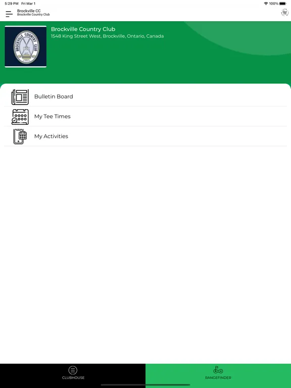 Tangkapan skrin Golf BCC iPad 