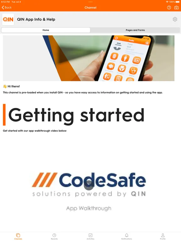 ภาพหน้าจอของ QIN CodeSafe iPad 
