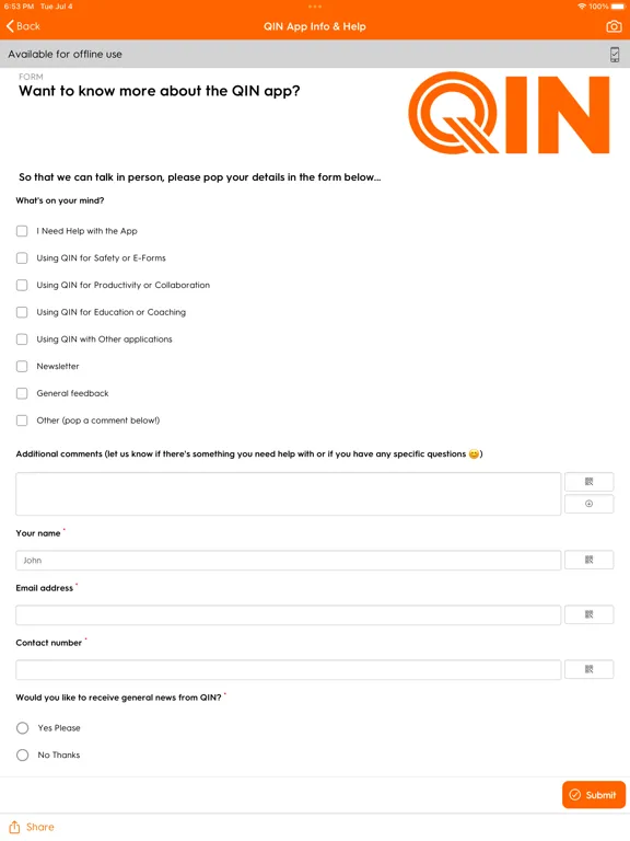 ภาพหน้าจอของ QIN CodeSafe iPad 