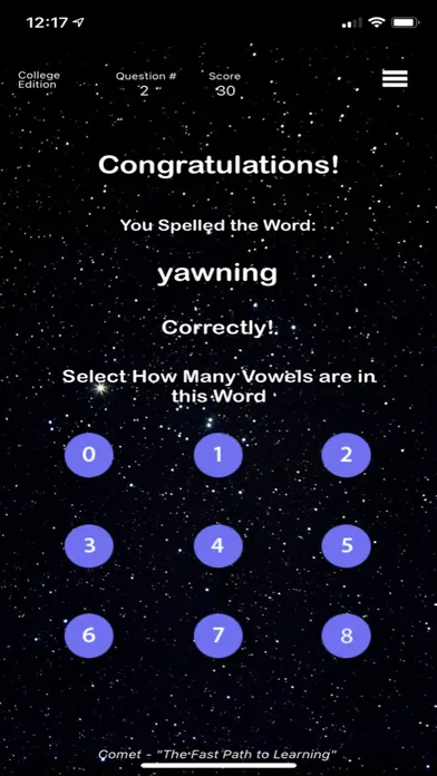Capturas de tela do College - Comet Spelling