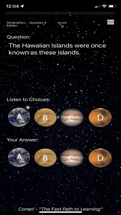 Tangkapan skrin Geography+ - Comet Spelling