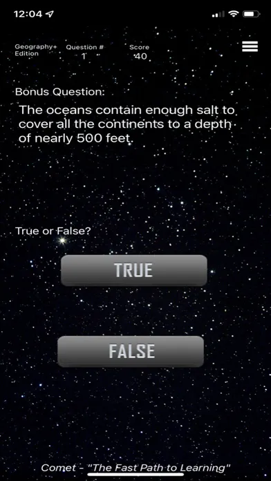 Tangkapan skrin Geography+ - Comet Spelling