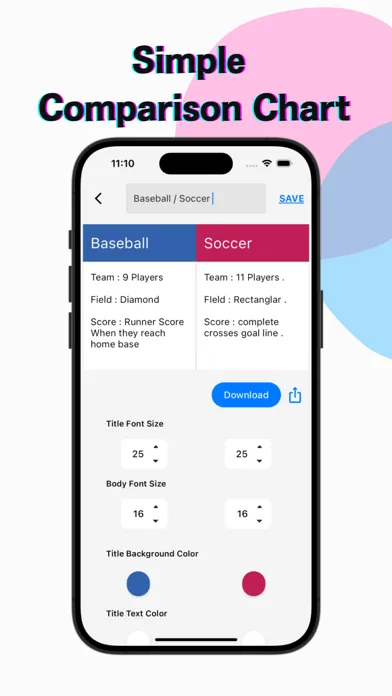 Screenshot di Simple Comparison Chart App