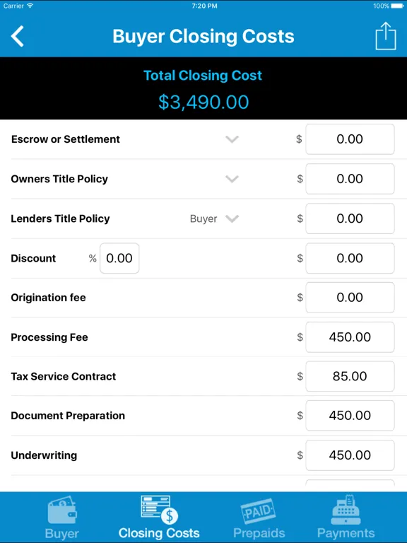 CostsFirst iPad  স্ক্রিনশট