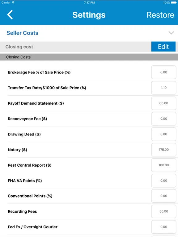 CostsFirst iPad  স্ক্রিনশট