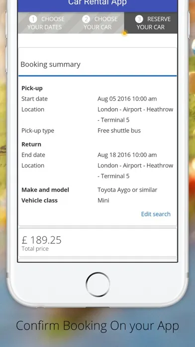 Ảnh chụp màn hình của Car Rentals App