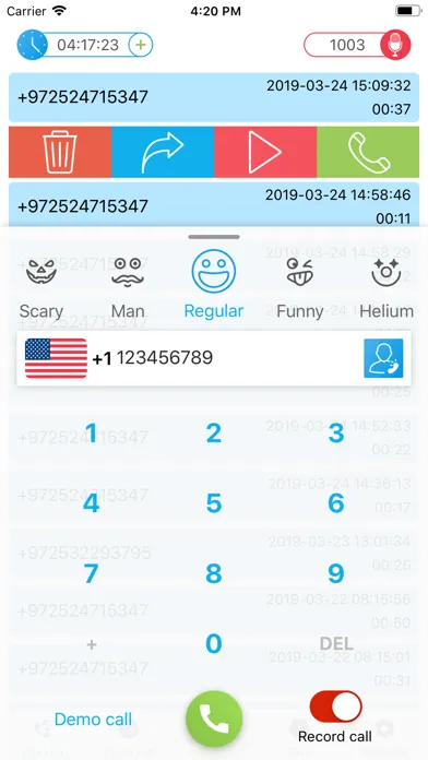 Скриншоты Funcall - Voice Changer & Rec