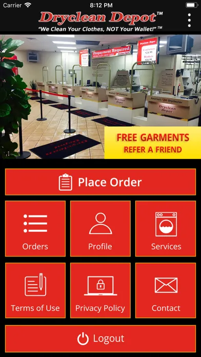 Tangkapan skrin Dryclean Depot Delivers