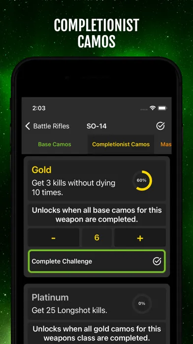 ภาพหน้าจอของ MWII Camo Tracker