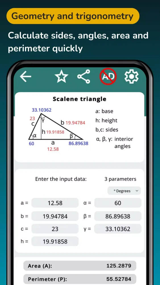Zrzuty ekranu Geometry solver & Trig solver