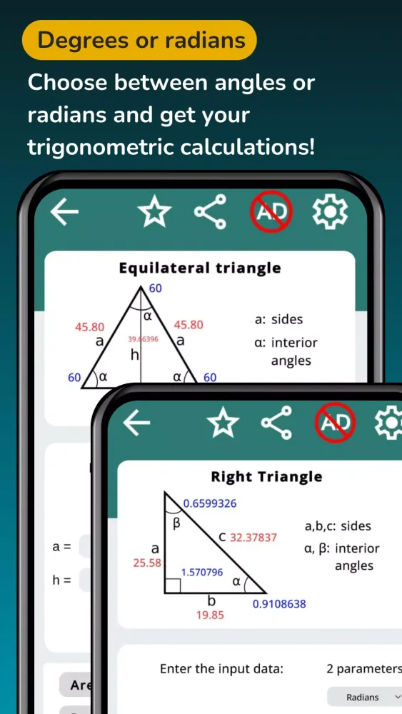 Zrzuty ekranu Geometry solver & Trig solver