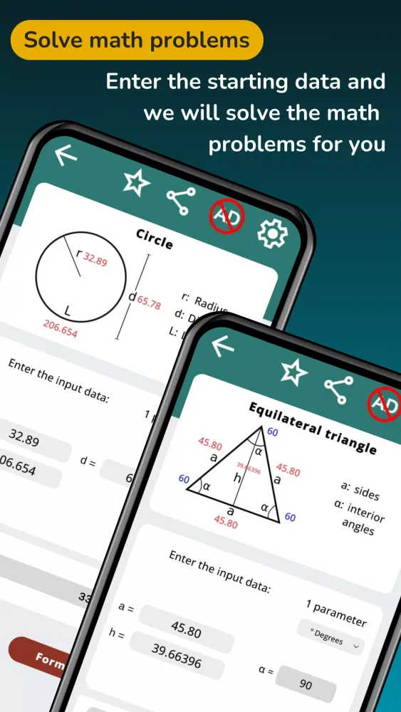 Zrzuty ekranu Geometry solver & Trig solver
