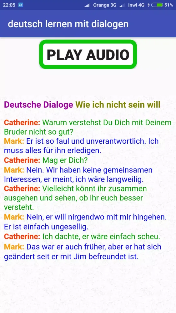 Tangkapan skrin deutsch lernen durch hören A1