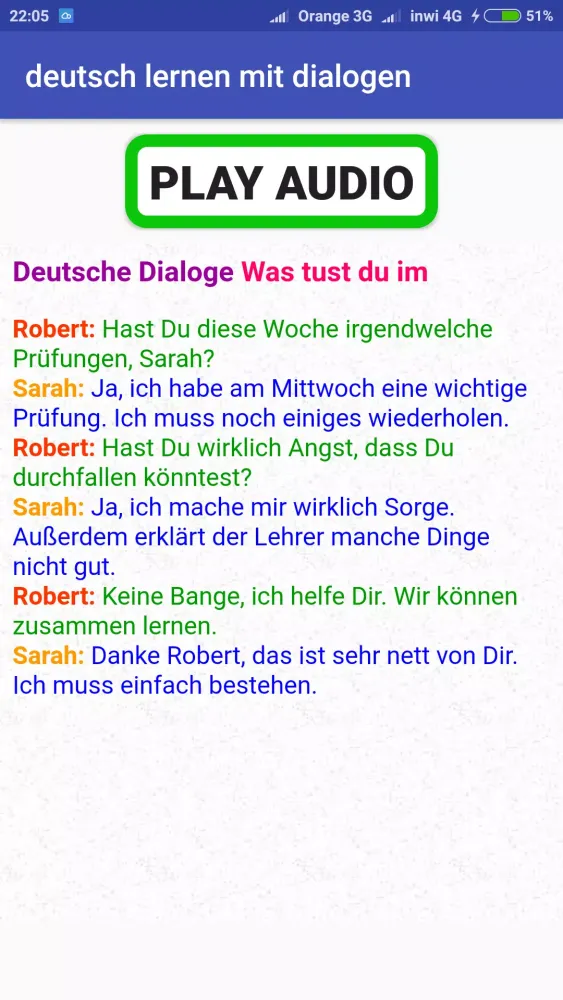 Tangkapan skrin deutsch lernen durch hören A1