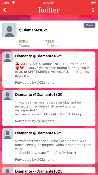 Screenshot di Diamante App