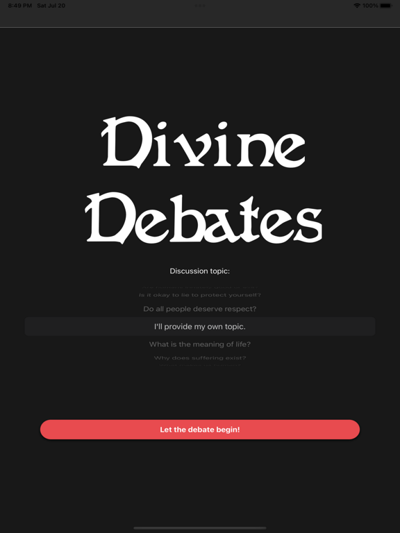 Divine Debates iPad  স্ক্রিনশট