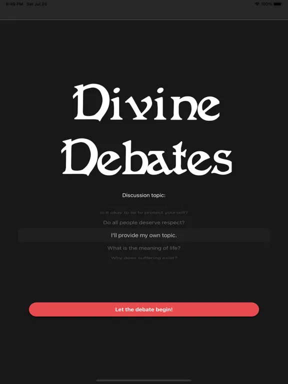 Divine Debates iPad 应用截图