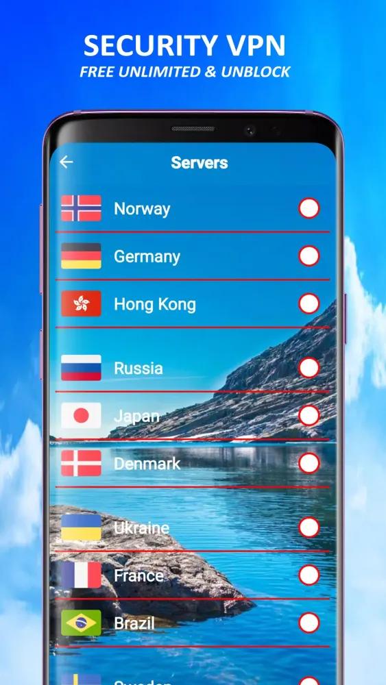 Capturas de tela do Security VPN