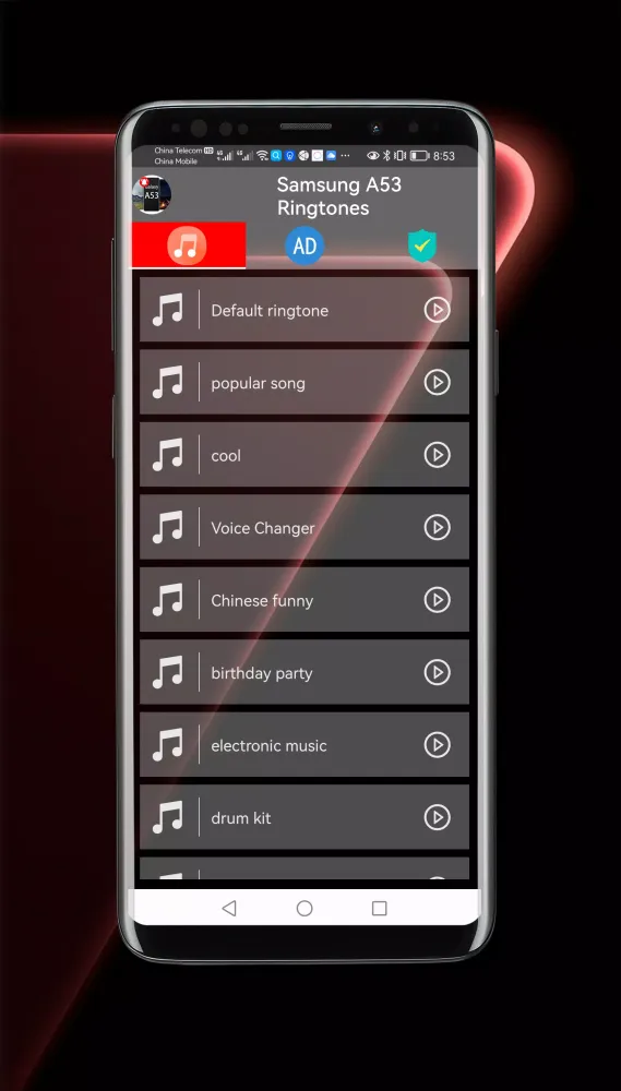 Tangkapan skrin Samsung Galaxy A53 Ringtones