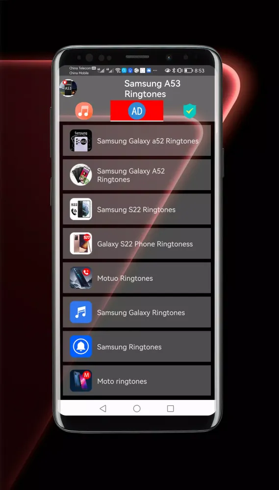 Tangkapan skrin Samsung Galaxy A53 Ringtones