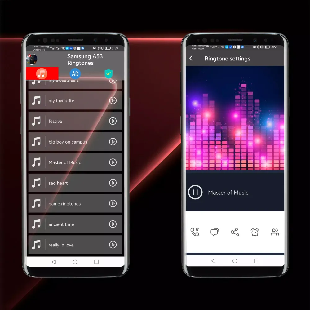 Tangkapan skrin Samsung Galaxy A53 Ringtones