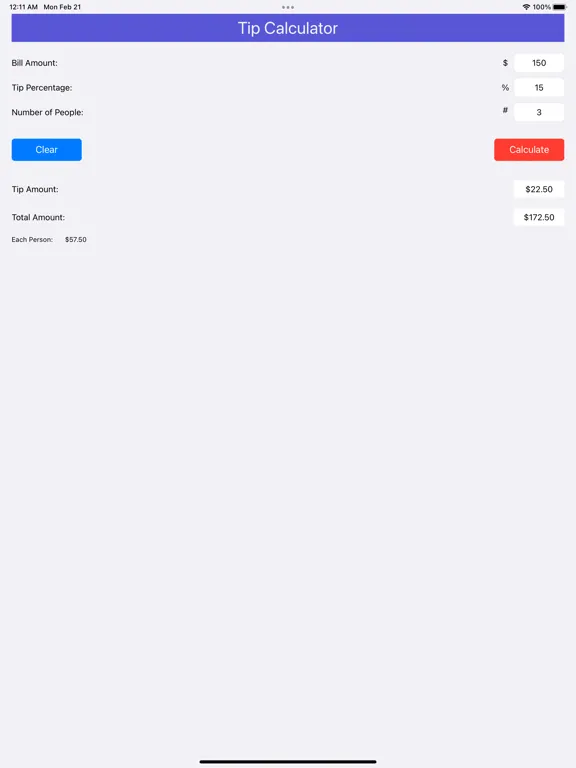 Tangkapan skrin Tip Calculator - Tip % iPad 