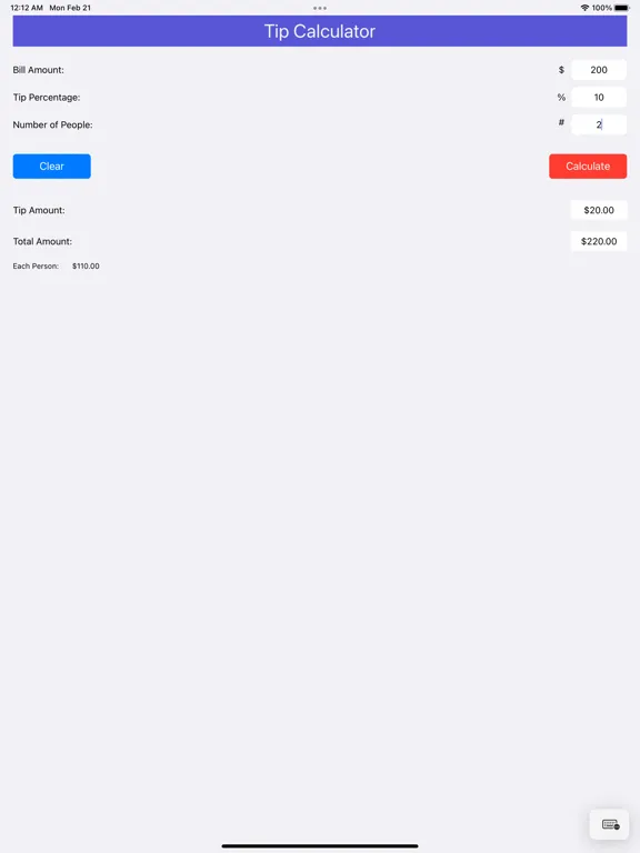 Tangkapan skrin Tip Calculator - Tip % iPad 