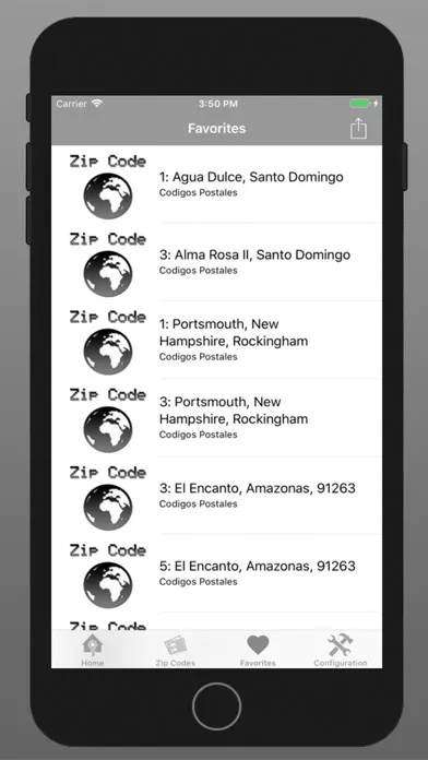 Zip Codes ePost Screenshots