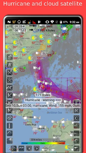 Ảnh chụp màn hình của eMap HDF: weather & earthquake