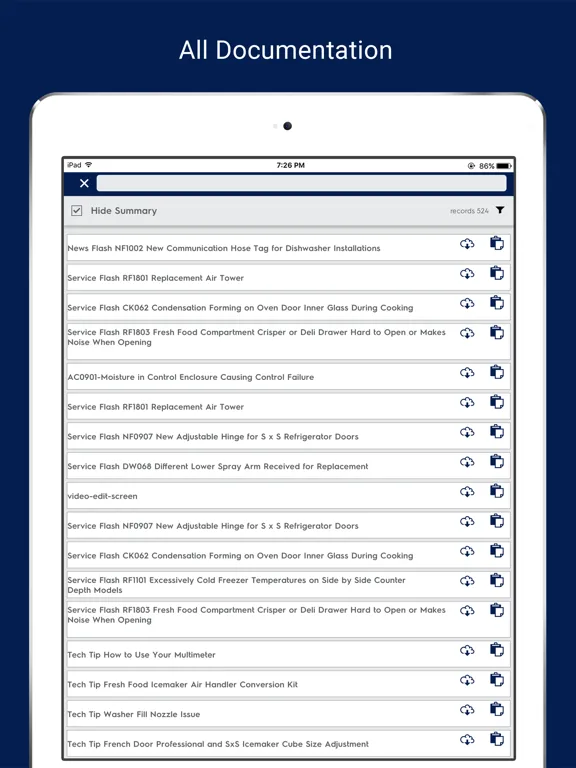 Capturas de pantalla de Electrolux Service Tips iPad 