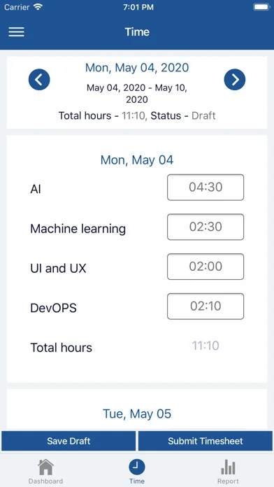 Capturas de pantalla de Mobile MyTimeSheet