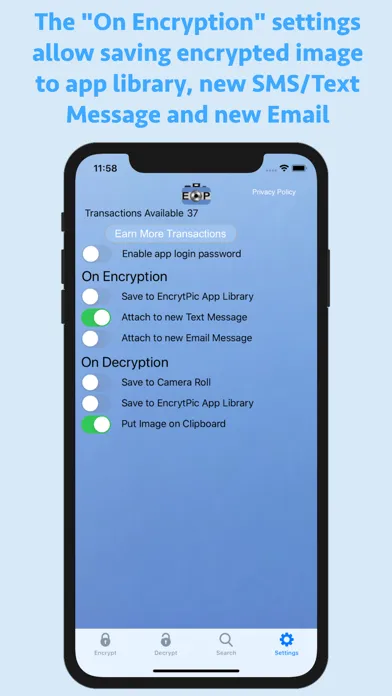 Captures d'écran de EncryptPic Secure Info & Pics