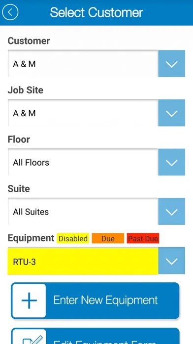Capturas de tela do Equipment Manager