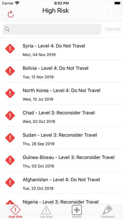 Zrzuty ekranu TravelGard - Travel Warnings