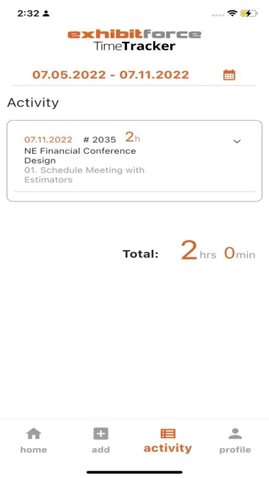 Tangkapan layar TimeTracker by ExhibitForce